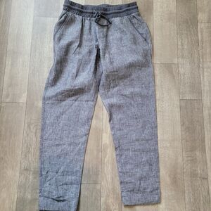 Athleta Gray Bali Linen Pull On Ankle Pants Womens Size 2 Drawstring Comfort